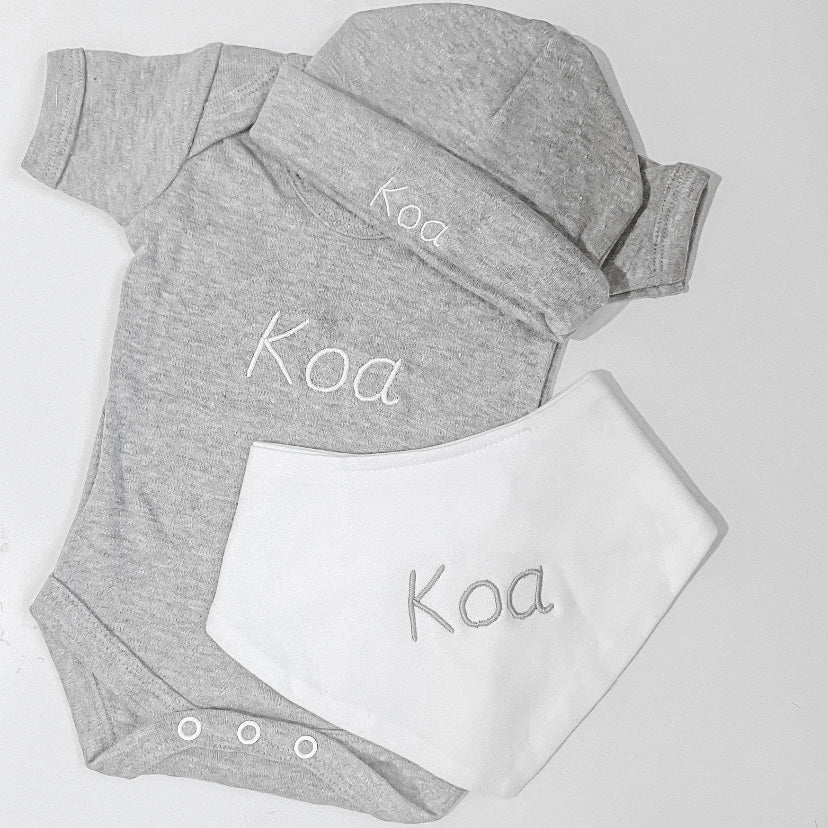 Name Vest, Hat and Bib Gift set